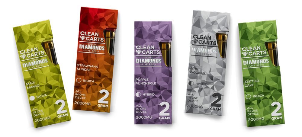 clean carts 2g disposable liquid diamonds + live resin