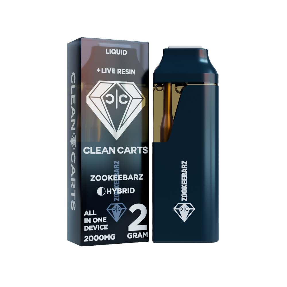 Zookeebarz Clean Carts 2.0g Live Resin and Liquid Diamond Hybrid Disposable